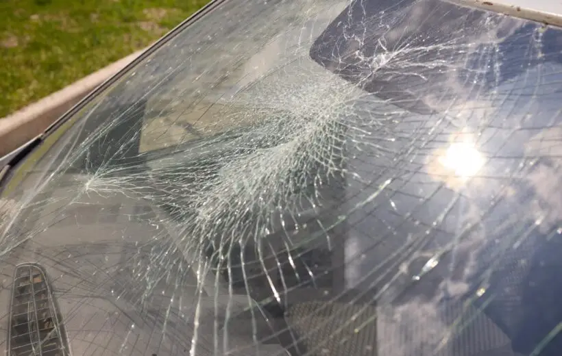 Cracked windshield damage needing windshield repair Langley service